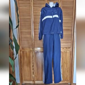 Adidas Vintage Y2K Track Suit Women's Medium Blue Windbreaker Matching 2 Piece